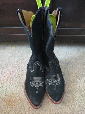 Patricia Nash Bergamo Black Suede Western Mid-Shaft Boots Size 7.5